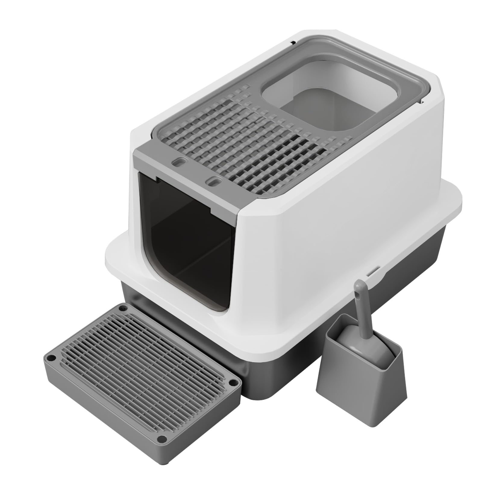 Photo 1 of ***PARTS ONLY***RIZZARI Enclosed Cat Litter Box: Dark GrayStainless Steel Litter Box with Top Holes - Odorless Design for Anti Leakage - Large Litter Pan for Small to Large Sized Cats in Bedroom Living Room