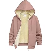 VOHOTO Women's Sherpa Lined Full Zip Hoodie-Ultra Warm Winter Sweatshirt Jacket, Thick Fleece, Drawstring Hood for Daily Wear