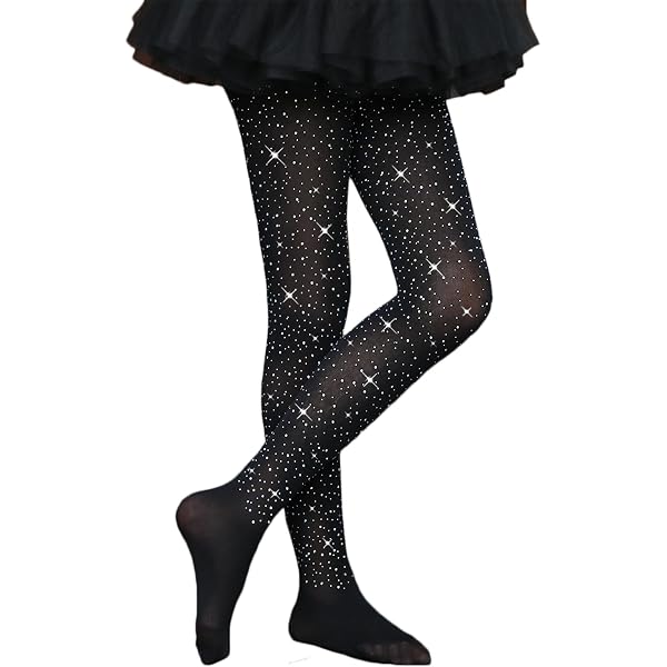 Girls' Sheer Star Pattern Tights - 20 Denier, White, For Parties, Dance, Or Everyday Wear