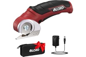 VLOXO Cordless Electric Scissors, Power Electric Fabric Scissors 4V Electric Mini Cutter Rechargeable Cardboard Cutter with S