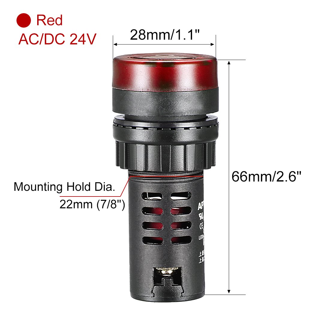 uxcell 10Pcs Red Indicator Light with Buzzer AC/DC 24V, 22mm Panel Mount Flashing Alarm, for Electrical Control Panel, HVAC, DIY Projects: Industrial & Scientific