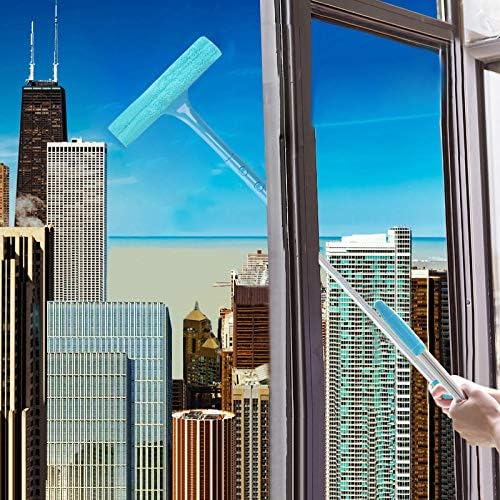 Double-Sided Long Handle Retractable Rotary Wipe Glass God High-Rise Home Blue