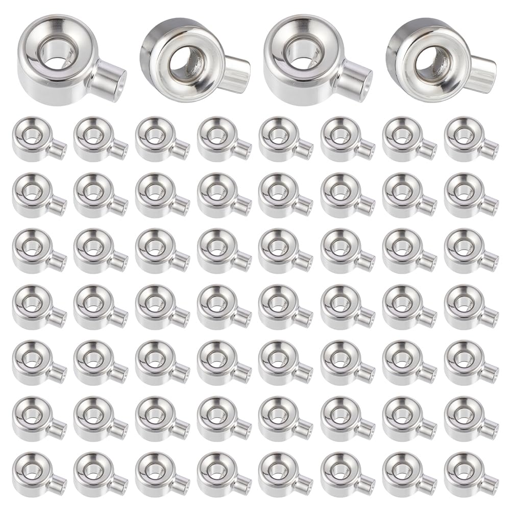 PH PandaHall 60PCS Crimp Beads, 925 Sterling Silver Plated Spacer Bead Metal Crimp Charms for Jewelry Making Accessories for Bracelet Necklace DIY Craft