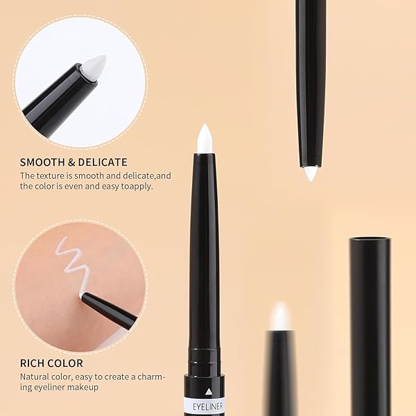 DOCOLOR EYELINER GEL PEN ULTRA-PIGMENTED WATERPROOF SMUDGE-PROOF GEL EYELINER PENCIL, WHITE