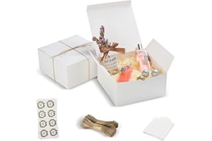 Frantis White Gift Boxes 8x8x4 Inches 10 Pack,Paper Gift Box with Lids for Bridesmaid Proposal, Birthday, Party,Christmas,Wedding, Crafting Cupcake Boxes,with Thank You Sticker