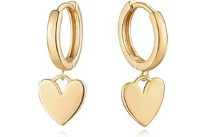 MYEARS Women Heart Earrings Gold Huggie Hoop Dangle Drop 14K Gold Plated Small Simple Hypoallergenic Everyday Jewelry
