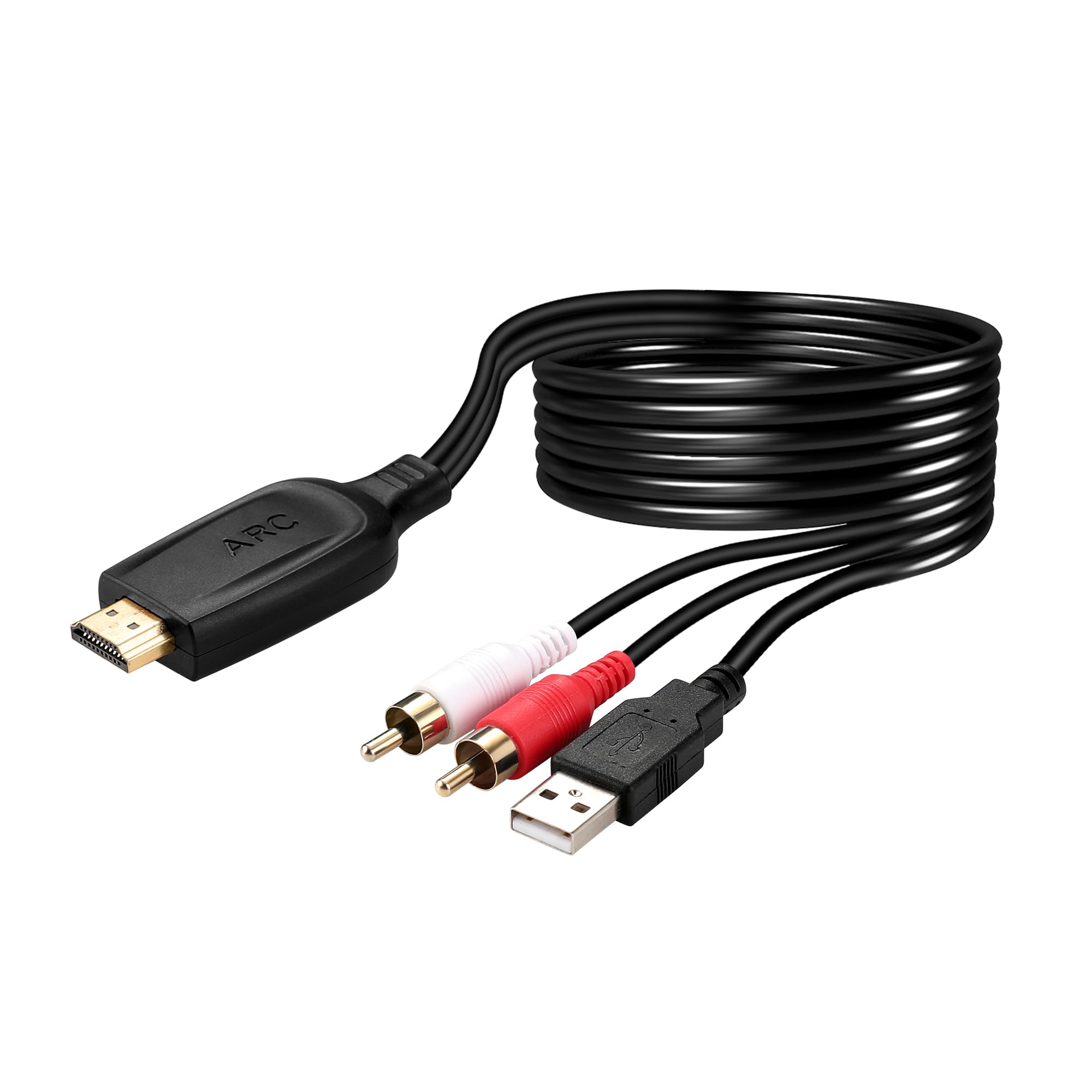 Photo 1 of 192KHz HDMI ARC to RCA Audio Converter for TV to Soundbar, Plug & Play 3.6ft/1.1m ARC to L/R Stereo RCA Male Cable Audio Extractor Adapter Splitter for Sound System Speaker Home Theater [PCM Only]