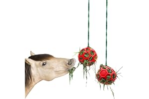 Tirifer 2pcs Horse Treat Ball Hay Feeder Toy Ball Hanging Feeding Toy for Horse Horse Goat Sheep Relieve Stress, Horse Stable Stall Paddock Rest