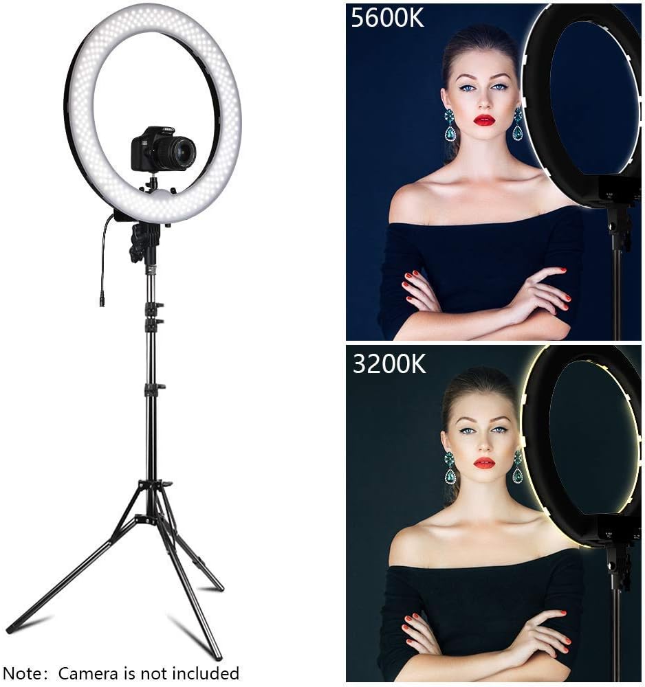 iTrue 18-inch Foldable Tripod, Dimmable 3-Modes LED Ring Light with Tabletop Stand with Ball-Head for Making up, Tiktok Videos