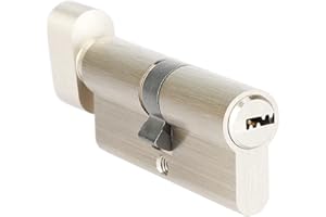 Jeriup Cylinder Lock 90mm(40/10/40) Euro Profile Cylinder with 5 Keys (dimple), Single Open, Solid Brass, Anti-Rust Corrosion