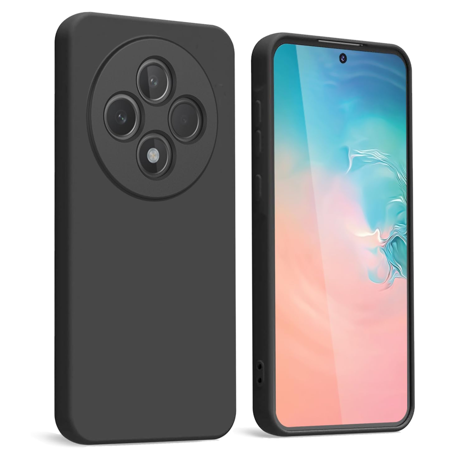 WBWONE Case for OPPO Reno 12F 5G / OPPO Reno 12FS 5G, Slim Non-Slip Flexible Soft TPU Protective Shock Absorption Cover Soft Lining Phone Shell Bumper - Black