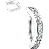 VOJO 14G G23 Titanium Clicker Belly Button Ring,10/12mm Reverse Curved Hoop Navel Barbell Piercing Jewelry
