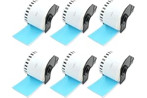 BETCKEY - Continuous Length Labels Replacement for Brother DK-2205 (2.4 in x 100 ft), Compatible with Brother QL Label Printers [6 Rolls/Continuous Labels, Light Blue]