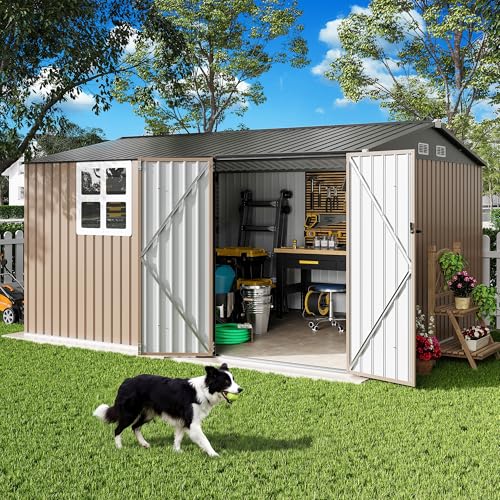 IRONCK 10x12 FT Storage Shed with Clear Window, Outdoor Tool Shed with Lockable…