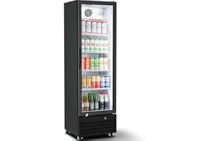 BODEGACOOLER Commercial Beverage Refrigerator with Glass Door,12.5 Cu.Ft Display Merchandiser Drink Refrigerator,Upright Commercial Bar Fridge,Display Drink Cooler,Soft LED Light,Romovable Shelves