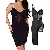 Popilush Corset Dress Shapewear Bodycon Dresses for Women Party Midi Dresses Club Outfits Black