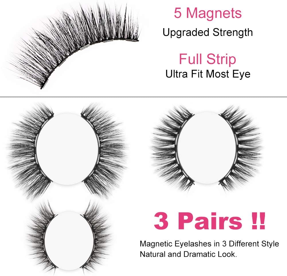 URAQT Magnetic Eyelash, 3 works 3D False Eyelash Extensions, Reusable Handmade Artificial Lashes, Natural Thickness - Image 5
