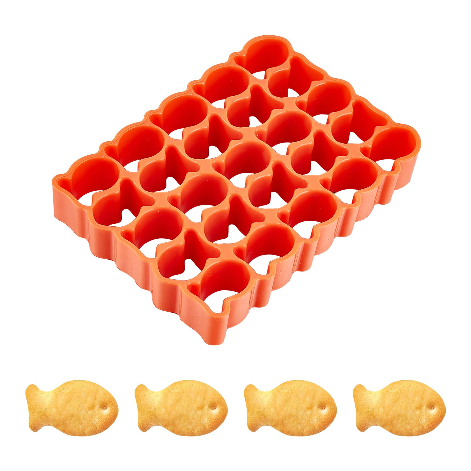 NICENEEDED 25 Cavity GoldFish Cracker Cookie Cutter, Mini Plastic Biscuit Cutters Cute Animal Fish Shaped Molds, Treats Baking Stencil for Biscuit Chocolate Fondant Baking Kitchen Utensils