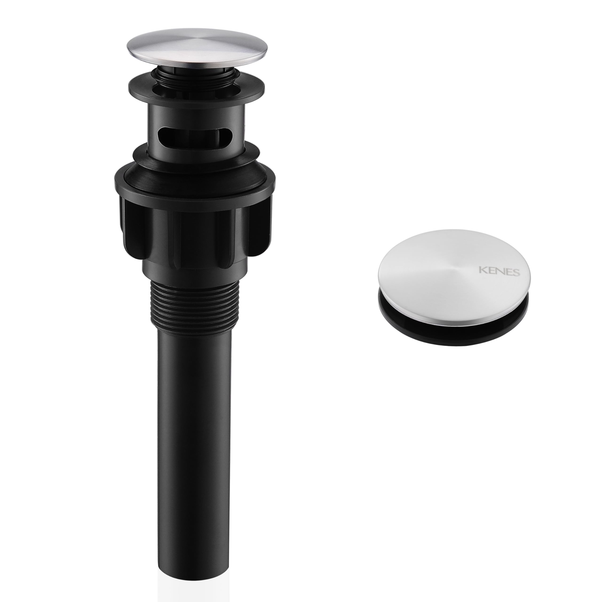 Photo 1 of KENES Bathroom Sink Drain Stopper Pop up Sink Drain with Overflow, Brushed Nickel Lavatory Bathroom Vanity Sink Drain Assembly, Built-in Anti-Clogging Strainer