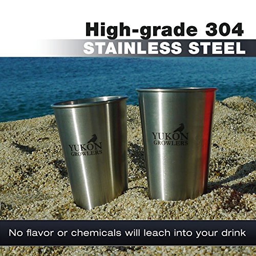 Yukon Growlers Stainless Steel Pint Glasses - Set of 4-16 oz True Pints - Food Grade 304 Stainless Tumblers for Camping, Picnics and Home Use - Durable, Stackable and Dishwasher Safe Metal Cups - Thumbnail 2