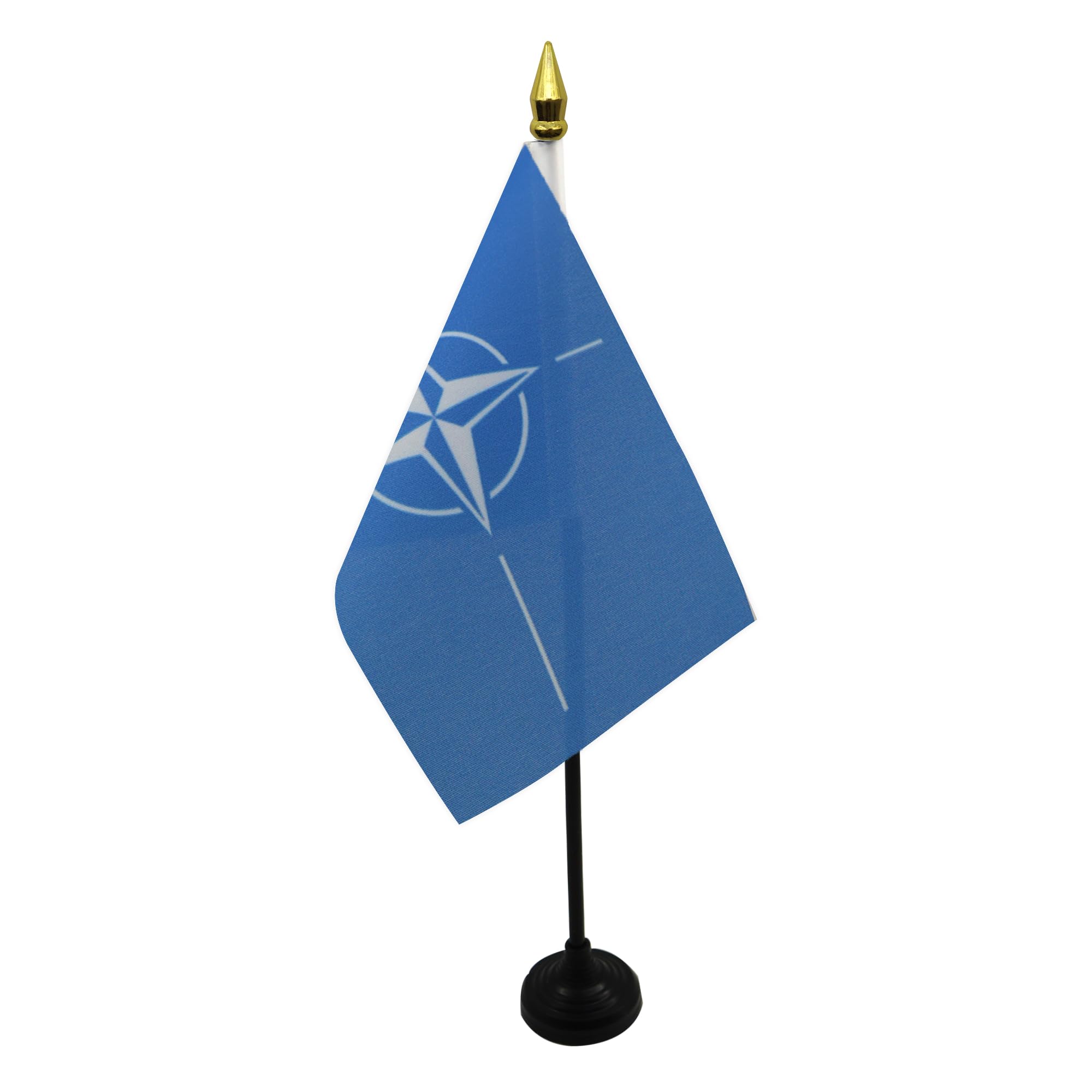 AZ FLAG - NATO Table Flag 4'' x 6'' - North Atlantic Treaty Organization Mini Desk Flag 100% Polyester 15 x 10 cm - Office Mini Banner with 10'' Pole - Golden Spear