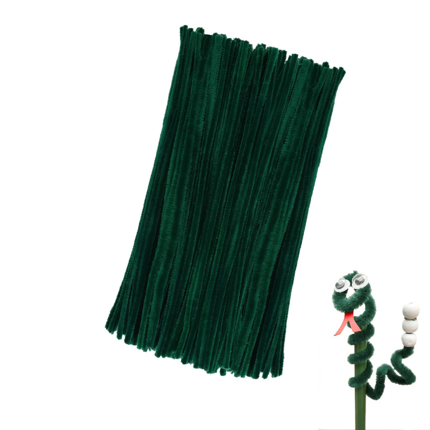 LATRAT Pack of 100 30 cm Pipe Cleaners Chenille Wire, Craft Pipe Cleaners Chenille Wire for DIY Handmade Crafts Decorating (Green)