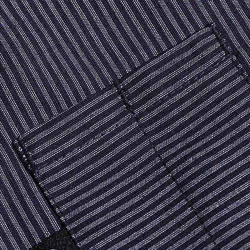 Men's Japanese Blue Stripe Chef-Coat 3/4 Sleeve Kimono Restaurant Chef Jacket