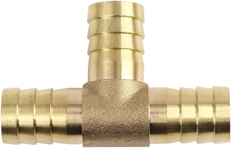 X AUTOHAUX 16mm Hose Barb Brass 3 Way Tee Joiner Adaptor for Air Water Oil Pipe, Gold - Image 4