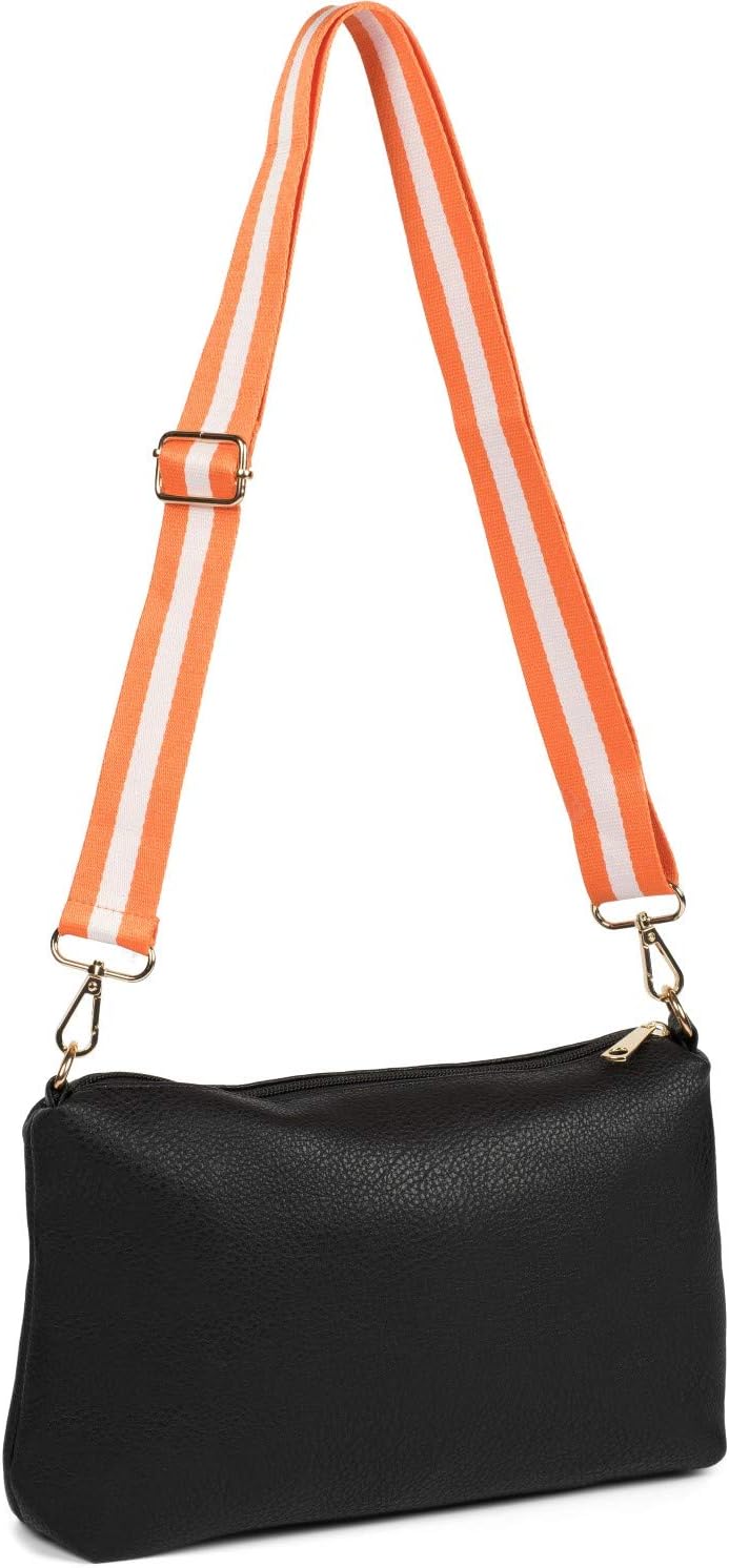 styleBREAKER Pockets shoulder strap striped, interchangeable bag strap with snap hook, adjustable, unisex 02013016, Colour:Orange-White - Image 4