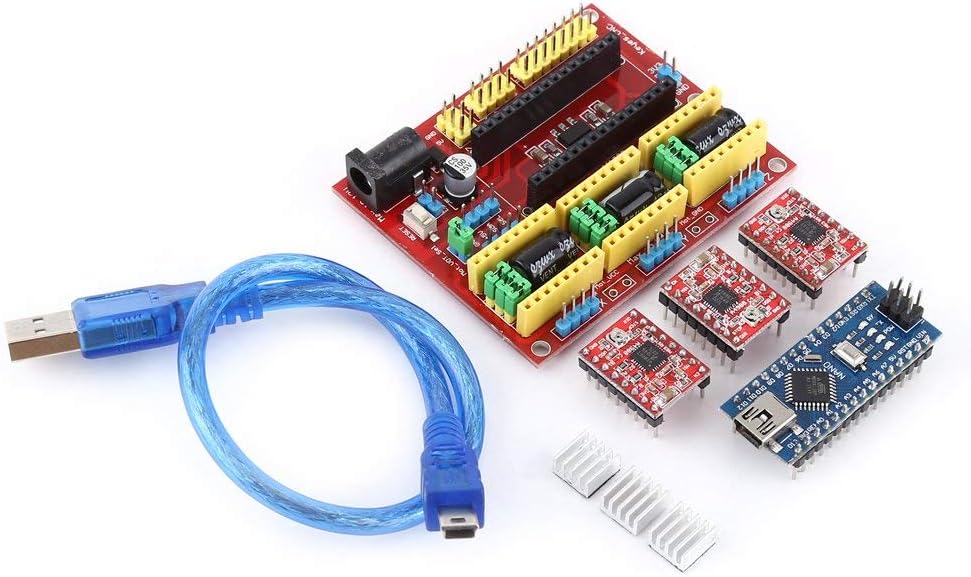 ZealMax Impresora 3D Kit de placa de expansión de grabado Controlador CNC Shield V4 Nano 3.0 Board A4988 Driver con cable USB para Arduino
