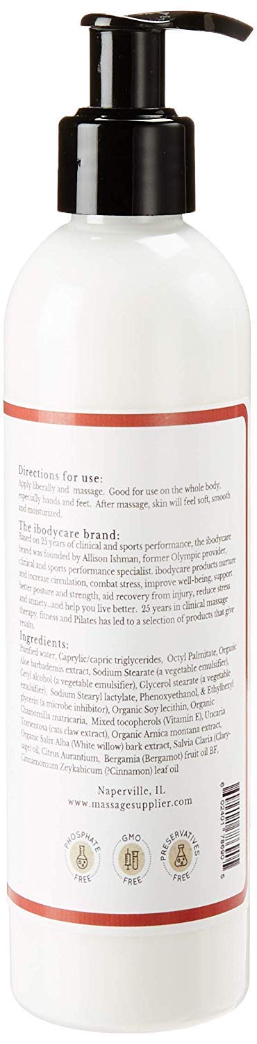 ibodycare Advanced Glide Massage Lotion for Massage Therapy, Cream Lotion, with Arnica and Sage, Nourish and Hydrate Skin, Silky Texture (8-oz) : Beauty