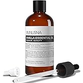 MUNUSNA Vanilla Essential Oil for Skin, Body, Hair Care, Aromatherapy | 100% Natural and Pure, Vanilla Oil for Perfume, Diffuser, Home, DIY Handmade, Candle Soap Making Scent, 100ml/3.38fl.oz