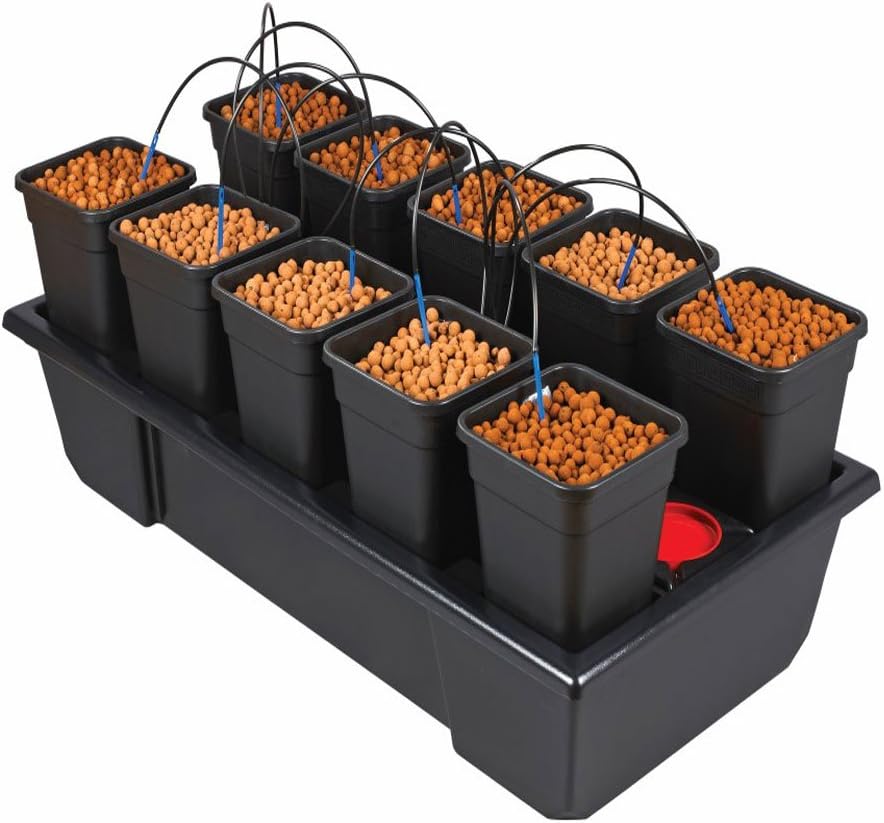 Wilma Small Wide 10 x 6 Litre Pot Hydroponic Dripper System + Black
