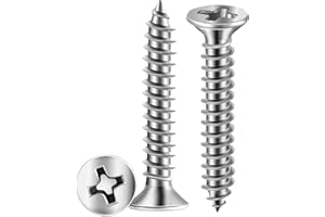 100 PCS #8 X 3/4 inch Flat Head Phillips Wood Screws, 18/8 (A2) Stainless Steel Fully Threaded 8 X 3/4" Multipurpose Screw by TPOHH