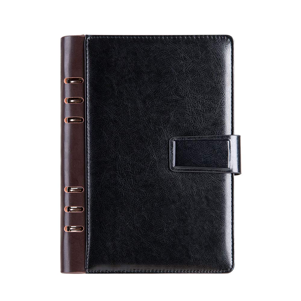 Binder Organizer Notebook Paper 6 Hole A5 Black Leather