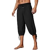 Runcati Mens Medieval Pirate Shorts Renaissance Colonial Viking Lace Up Halloween Costume Pants