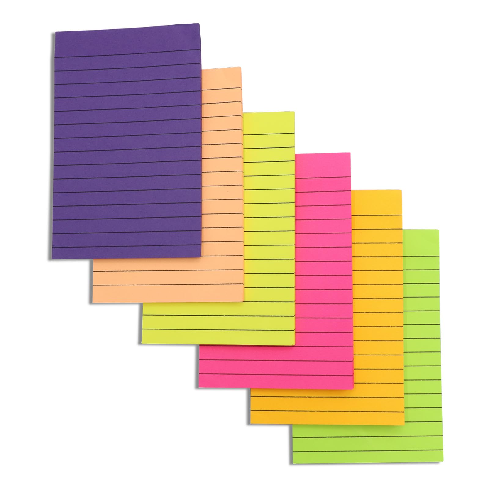 6 Pads Sticky Notes 4" x 6" Extra-Large Sticky Giant Pads 6 Colors Post Self Stick Notes Pads Bright Stickies Colorful Super Sticking Memo Pads (50 Sheets Per Pad)
