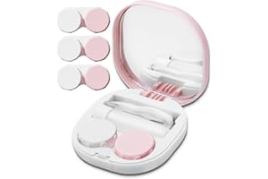 Vastsoon Contact Lens Case, Portable Contact Case with Contact Lens Applicator Tool and 3pcs Extra Solution Soaking Cases for Daily Vision Care and Outdoor Use, Travel Size (Pink)