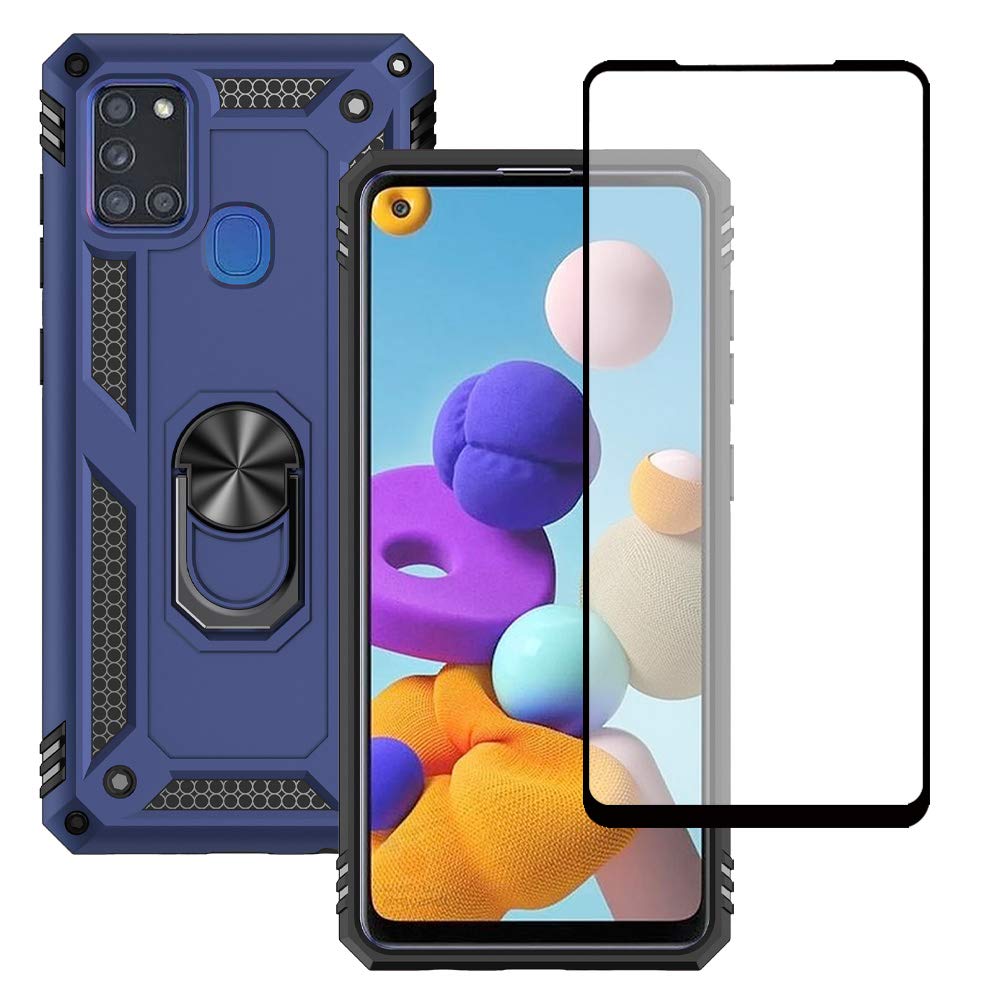 Yiakeng Case for Samsung Galaxy A21s, Samsung A21s Case, and Screen Protector, Silicone Shockproof Defense Bumper Armor Case Cover for Samsung Galaxy A21s (Blue) โ image 1