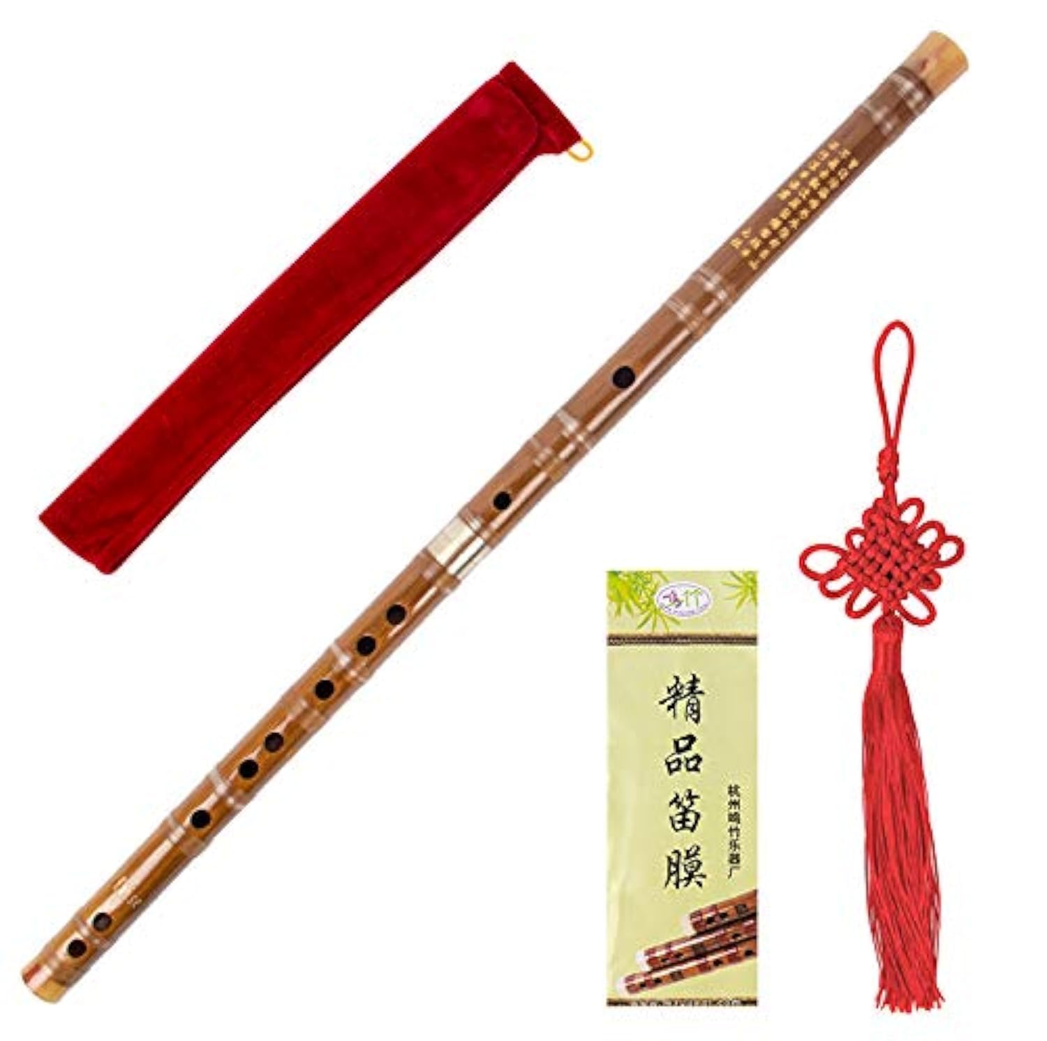 Kmise Pluggable Chinese Transverse Bitter Bamboo Flute Dizi Traditional Handmade Bamboo Flute Dizi (G Key, 5-year)