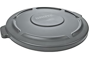 Rubbermaid Commercial Products BRUTE Heavy-Duty Round Trash/Garbage Lid, 10-Gallon, Gray, Outdoor Waste Container for Home/Ga