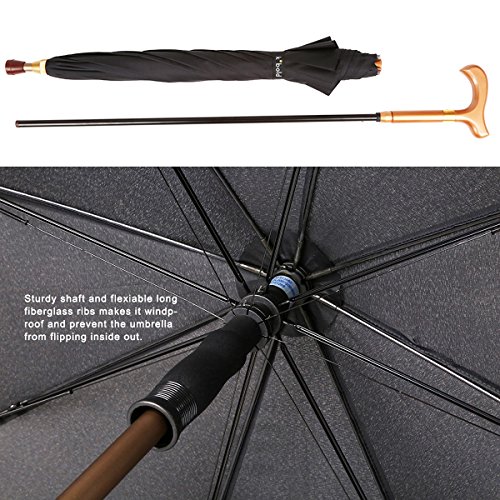 Kobold Classic Windproof Cane Umbrella 2 in 1 Walking Stick Lighting Golf Umbrellas Extra Large Oversize for Assist Outdoor - Hiking Climbing Gift for Father
