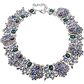 Crystal Rhinestone Statement Necklace, Vintage Chunky Chain Choker Collar Bib Statement Necklace Fashion Costume Jewelry Necklaces for Women
