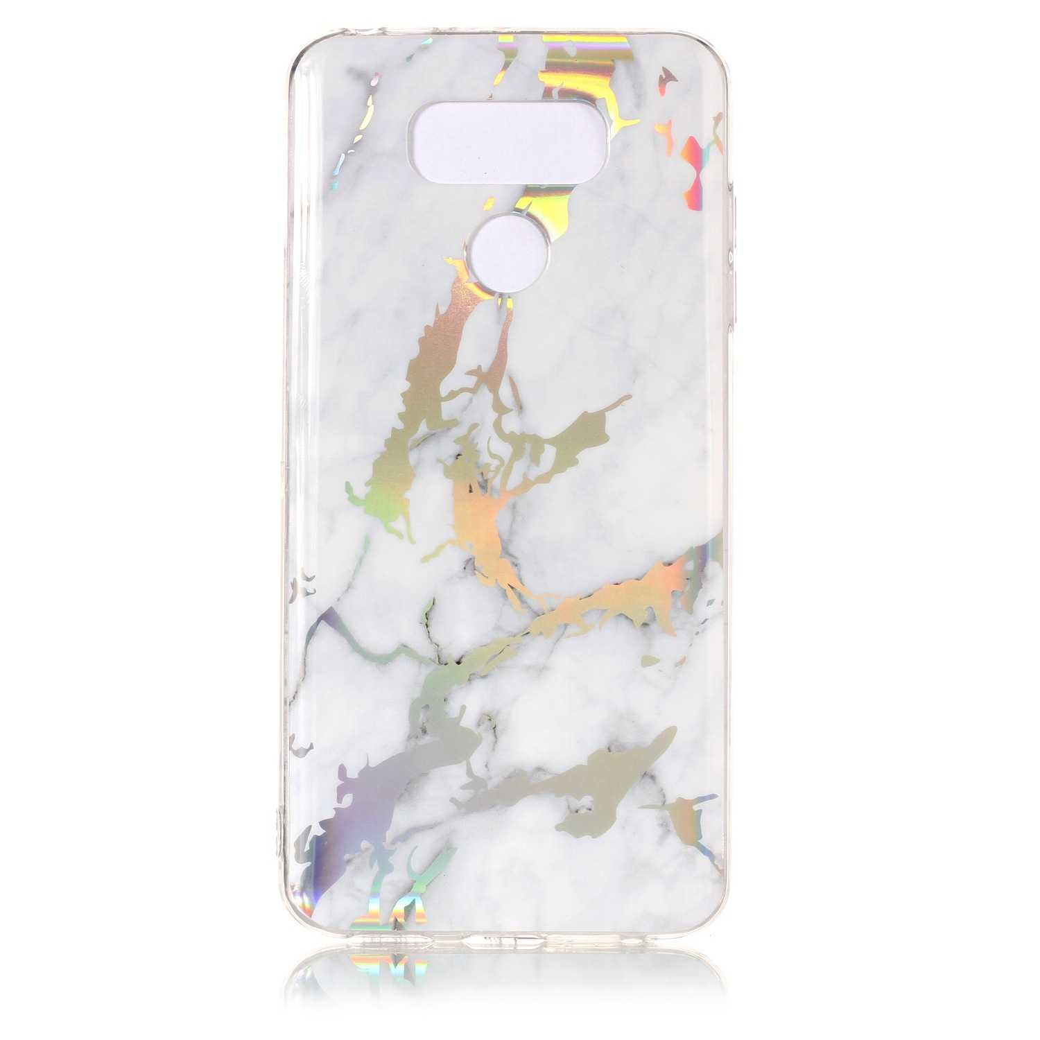 BoxTii LG G6 Case, Soft TPU Case [with Free Tempered Glass Screen Protector], Unique Marble Design, Slim Fit Shock Absorption Full Protective Cover Case for LG G6 (white)