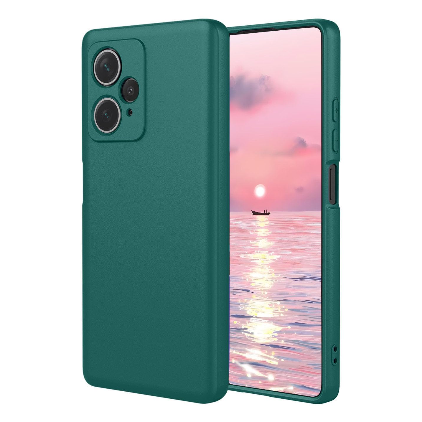 BORYA Silicone Case for Realme 9 Pro+ Plus / Realme 9 4G, Silky Soft Ultra Thin Premium TPU, Shockproof Skin-friendly Touch Simple Cover With Anti-Scratch Microfiber Lining, Dark Green