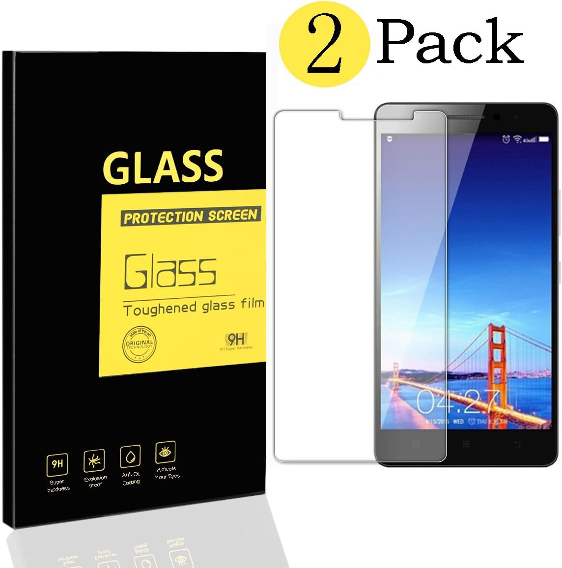 [2-Pack] Lenovo Vibe K5 / K5 Plus Screen Protectors , MENGGOOD Tempered Glass Protective Films Invisible Transparent Crystal Clear Protection Display Shield for Lenovo Vibe K5 / K5 Plus - 9H Hardness