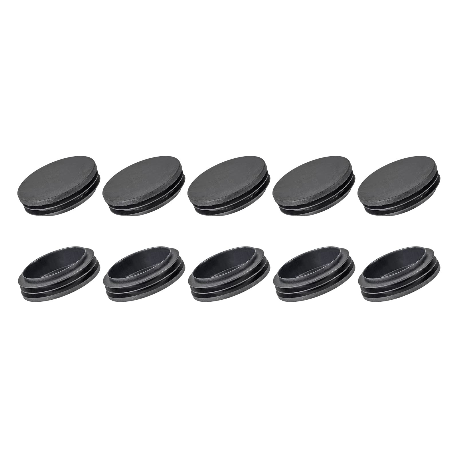 METALLIXITY Round Post End Caps (2.48"x0.67") 12pcs, Plastic Tubing End Cap Plug - for Decoration Furniture, Handrail Stair, Black