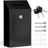 Metal Donation Box Collection Safe Suggestion Box with Lock Wall Mounted Mailbox Delivery Ballot Case Key Drop Case for Home 