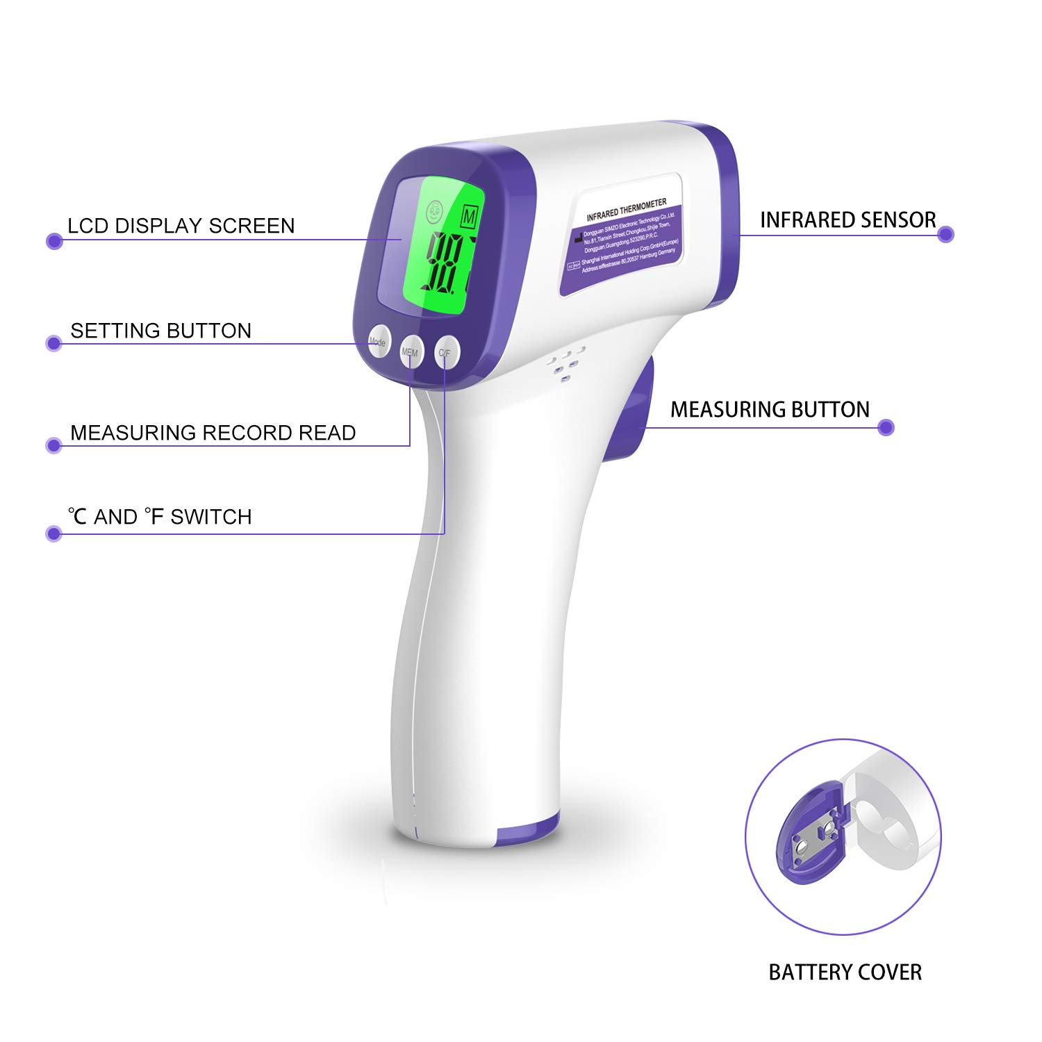 Vibeey Thermometer for Adults, Digital Non-Contact Forehead Infrared Thermometer with Fahrenheit Reading for Baby and Adults: Industrial & Scientific