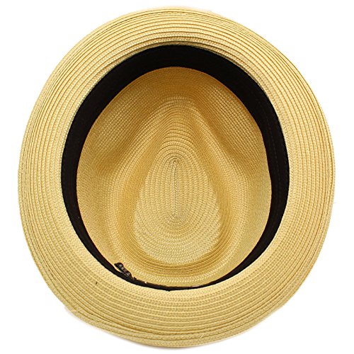 Men's Stripe Band Removable Feather Derby Fedora Curled Brim Hat L/XL